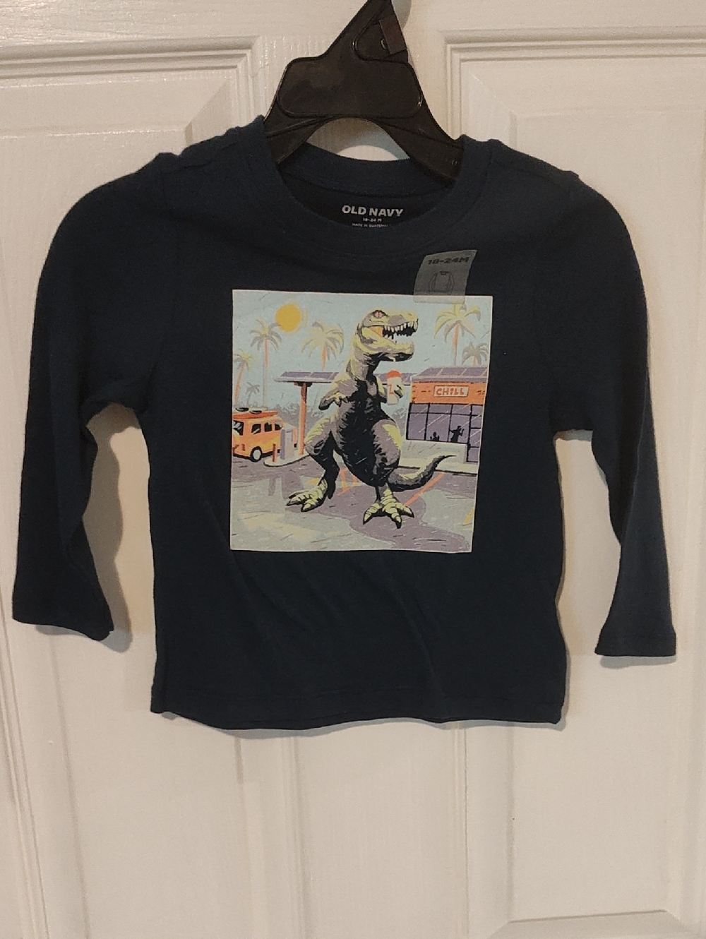 Old Navy Dark Blue T-Rex Graphic Long Sleeve Tee - Kids